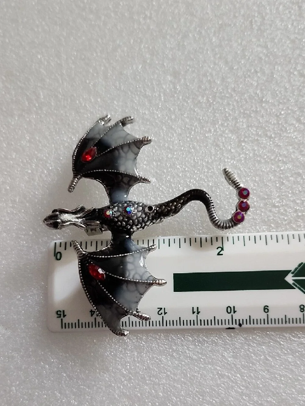 Dragon Brooch Pin with Black and Red Enamel